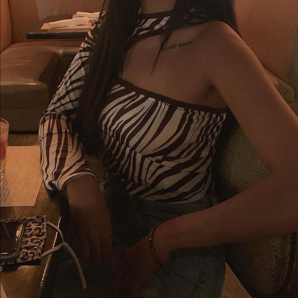 Shein Zebra cutout shirt